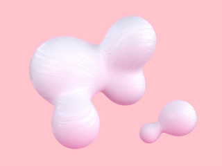 Fototapeta premium pink pastel scene 3d rendering white abstract bubble sphere shape levitation