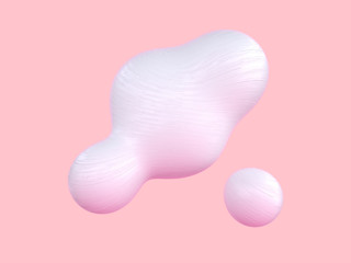 pink pastel scene 3d rendering white abstract bubble sphere shape levitation