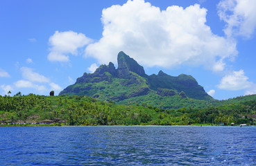 View of the Mont Otemanu mountain in Bora Bora, French Polynesia, South Pacific