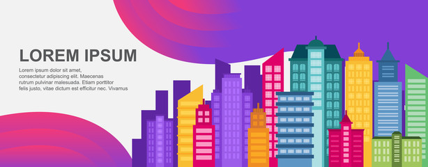 Fototapeta premium City Life Concept Cityscape Landmark Horizontal Landing Page Banner Illustration