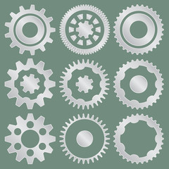 Vector collection of metal gear wheels