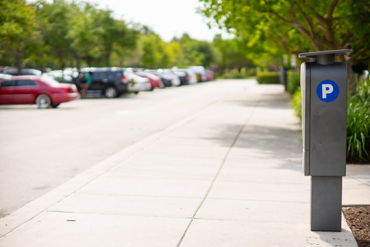 Stock photo parking lot and pay meter