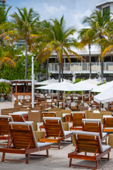 Stock image wooden beach chairs Miami