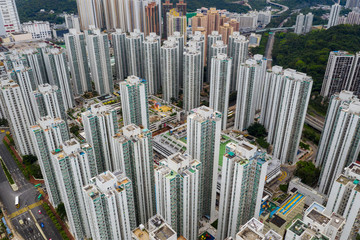 Fototapeta na wymiar Top view Hong Kong residential district