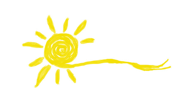 sun yellow beams drawing isolated for summer background