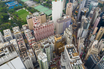 Top view of Hong Kong commercial district