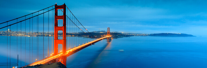 Golden Gate Bridge in San Francisco California illuminated