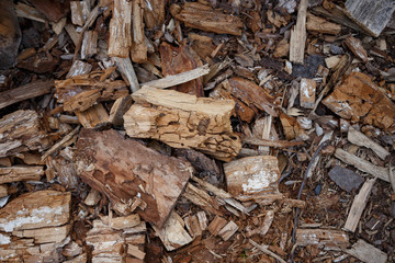 Background from random pieces of wood. Firewood.