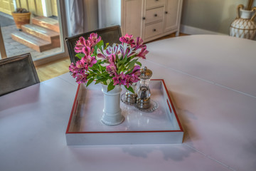 Flowers centerpiece on a table