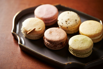 Various flavor macaroons, French pastry