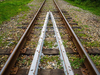 Obraz premium Old rusty railroad. Railway industry and transport infrastructure