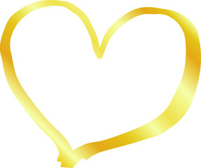 Illustration of hand drawn cute Gold heart