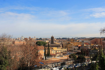 Fototapeta na wymiar Cityscape of Rome, Italy, a view from the Gianicolo (Janiculum) hill