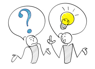 Question and answer scene of 2 people