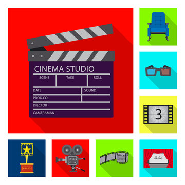 Vector illustration of television and filming icon. Set of television and viewing stock symbol for web.