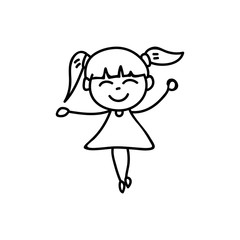 Cartoon character happy girl people happiness hand drawing illustration