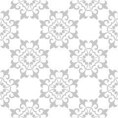 Geometric print in arabic style. Gray pattern on white seamless background