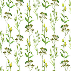 Spring seamless pattern with eustomia flowers watercolor