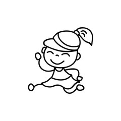Cartoon character happy girl people happiness hand drawing illustration
