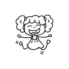Cartoon character happy girl people happiness hand drawing illustration