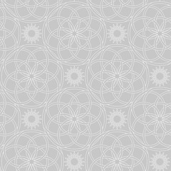  Seamless pattern in arabic style. Gray and white background