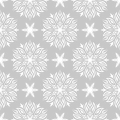  Floral seamless pattern. White design on gray background