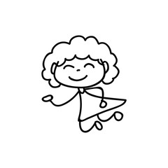 Cartoon character happy girl people happiness hand drawing illustration