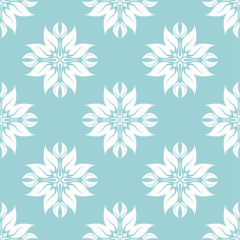 Fototapeta na wymiar Floral seamless pattern. White flowers on blue background