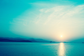 Beautiful sunset at the  sea ,Koh Samui  ,Thailand .Nice view of summer  ,nature wallpaper background