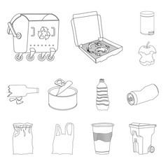 Vector design of garbage and ecology logo. Set of garbage and recycling stock symbol for web.