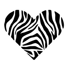 Zebra skin in shape of heart. Trendy animal print. Fashion vector illustration. © Xenia800
