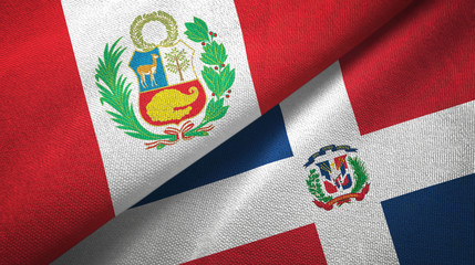 Peru and Dominican Republic two flags textile cloth, fabric texture