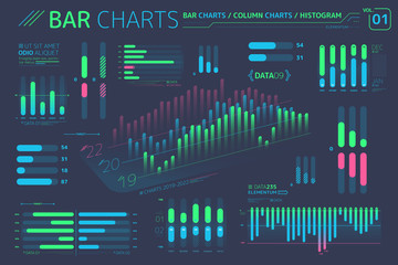 Bar Charts, Column Charts And Histograms Infographic Elements - obrazy, fototapety, plakaty