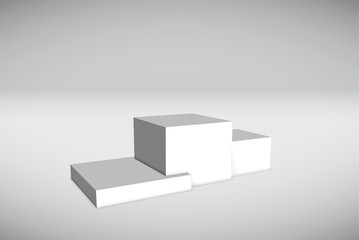 Pedestal with 3D cubes and realistic shadow in the room