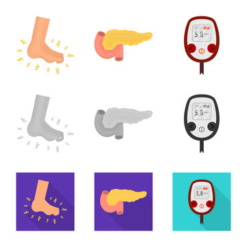 Vector illustration of diet and treatment  icon. Collection of diet and medicine stock symbol for web.