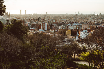 Obraz premium View of the city from Park Guell in Barcelona. Spain.