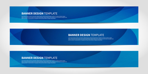 Vector banners with abstract geometric blue background