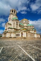 Fototapeta na wymiar Beautiful view of st. Alexander Nevsky Cathedral in Sofia, Bulgaria