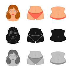 Isolated object of body and part sign. Collection of body and anatomy stock vector illustration.