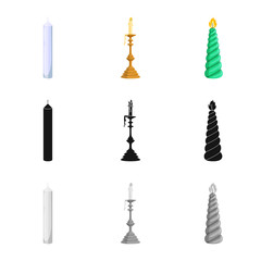 Vector illustration of relaxation and flame logo. Set of relaxation and wax vector icon for stock.