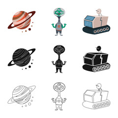 Isolated object of astronomy and technology  symbol. Collection of astronomy and sky stock vector illustration.