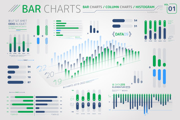 Bar Charts, Column Charts And Histograms Infographic Elements - obrazy, fototapety, plakaty