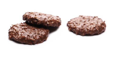 Cocoa cookies, biscuits with coconut isolated on white background