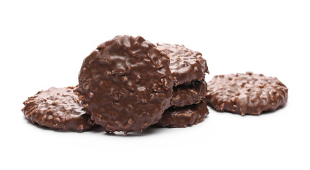 Cocoa cookies, biscuits with coconut isolated on white background