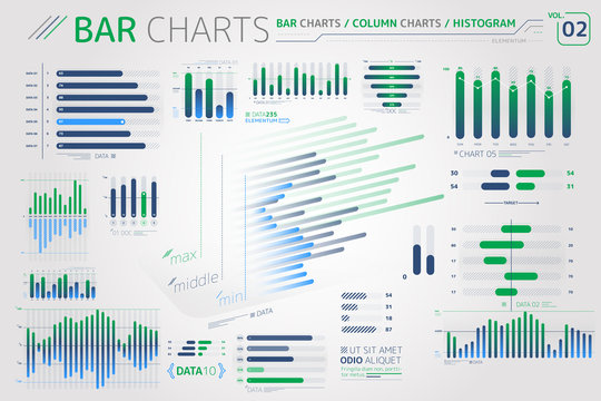 Bar Charts, Column Charts And Histograms Infographic Elements