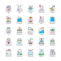 Map And Travel Flat Icons