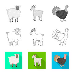Isolated object of breeding and kitchen  logo. Collection of breeding and organic  stock vector illustration.