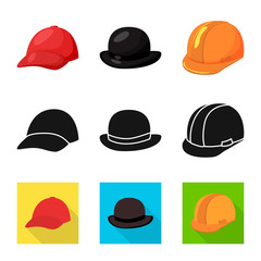 Vector design of clothing and cap sign. Collection of clothing and beret stock vector illustration.