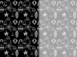 Christmas tree toys and holly seamless pattern
