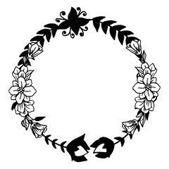 Vector illustration of flower design frame with wallpaper white